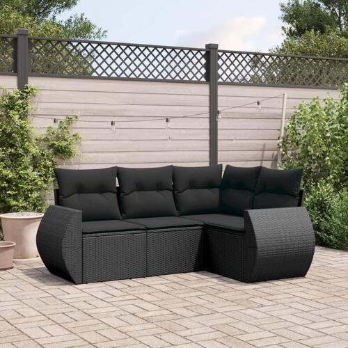 Sofasæt til haven 4 dele med hynder polyrattan sort