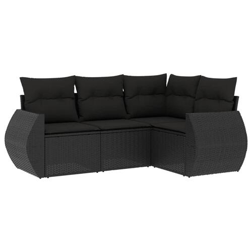 Sofasæt til haven 4 dele med hynder polyrattan sort