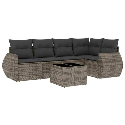 Sofasæt til haven 6 dele med hynder polyrattan grå