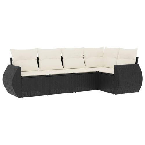 Sofasæt til haven 5 dele med hynder polyrattan sort