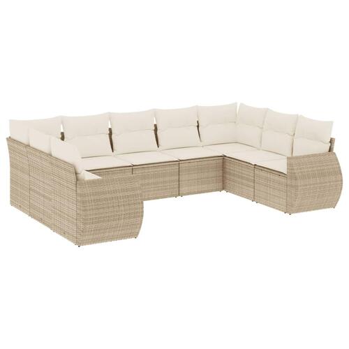 Sofasæt til haven 9 dele med hynder polyrattan beige