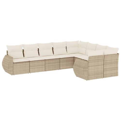 Sofasæt til haven 9 dele med hynder polyrattan beige