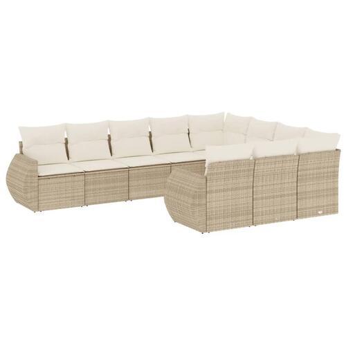 Sofasæt til haven 10 dele med hynder polyrattan beige