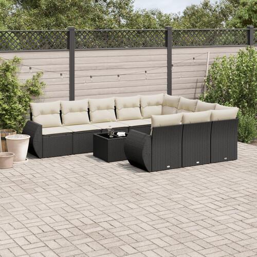 Sofasæt til haven 11 dele med hynder polyrattan sort