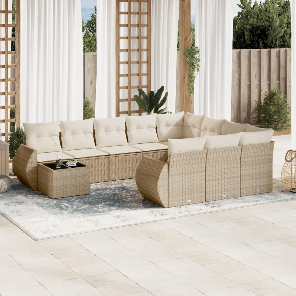 Sofasæt til haven 11 dele med hynder polyrattan beige
