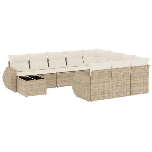 Sofasæt til haven 11 dele med hynder polyrattan beige