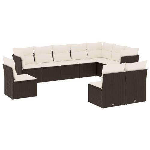Sofasæt til haven 10 dele med hynder polyrattan sort