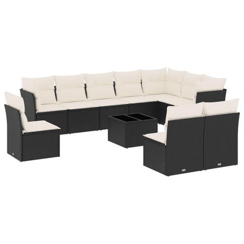 Sofasæt til haven 11 dele med hynder polyrattan sort