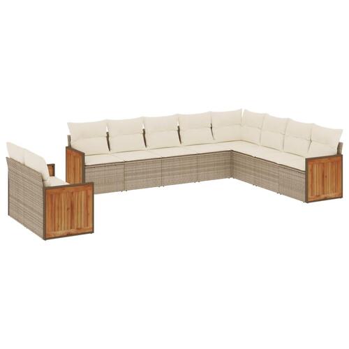 Sofasæt til haven 10 dele med hynder polyrattan beige