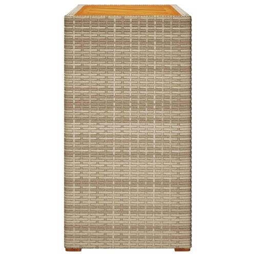 Havebord med trætop 100x40x75 cm polyrattan sort