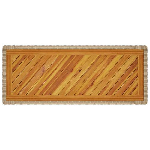 Havebord med trætop 100x40x75 cm polyrattan sort