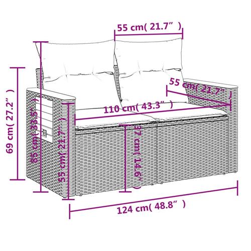 Sofasæt til haven 6 dele med hynder polyrattan beige