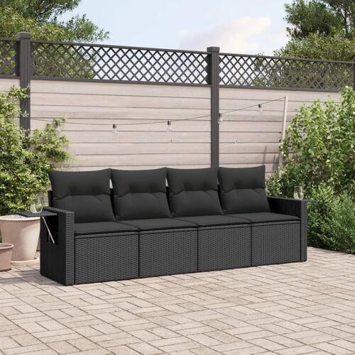 Sofasæt til haven 4 dele med hynder polyrattan sort