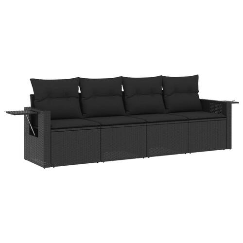 Sofasæt til haven 4 dele med hynder polyrattan sort