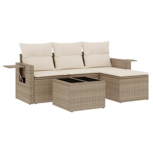 Sofasæt til haven 4 dele med hynder polyrattan beige