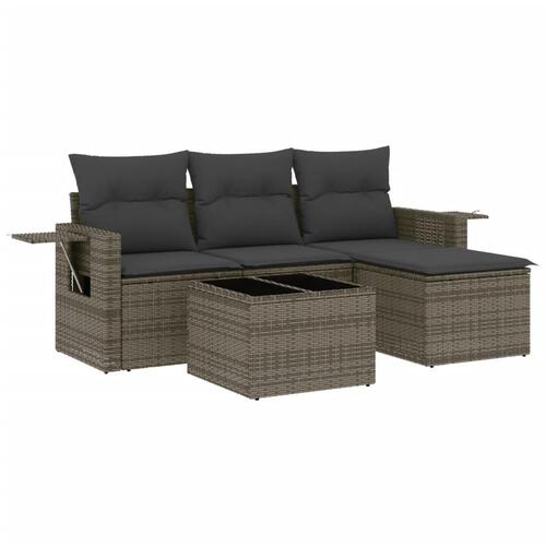Sofasæt til haven 4 dele med hynder polyrattan grå