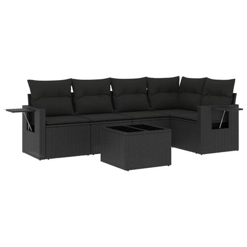 Sofasæt til haven 6 dele med hynder polyrattan sort