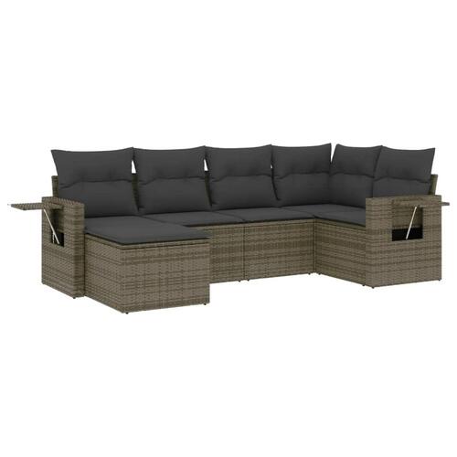 Sofasæt til haven 6 dele med hynder polyrattan grå