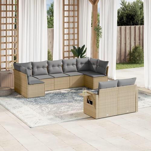 Sofasæt til haven 9 dele med hynder polyrattan beige