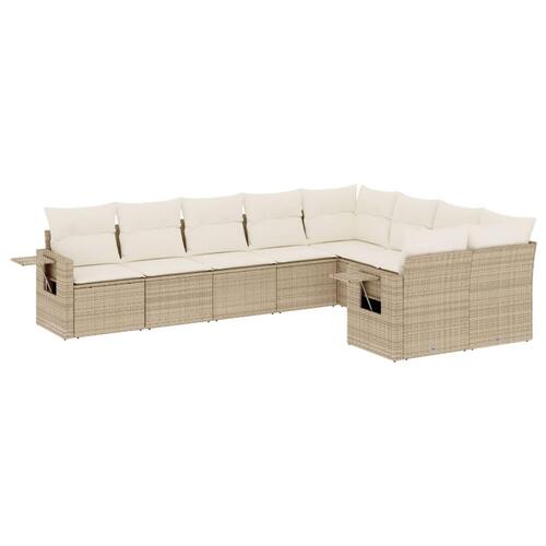 Sofasæt til haven 9 dele med hynder polyrattan beige