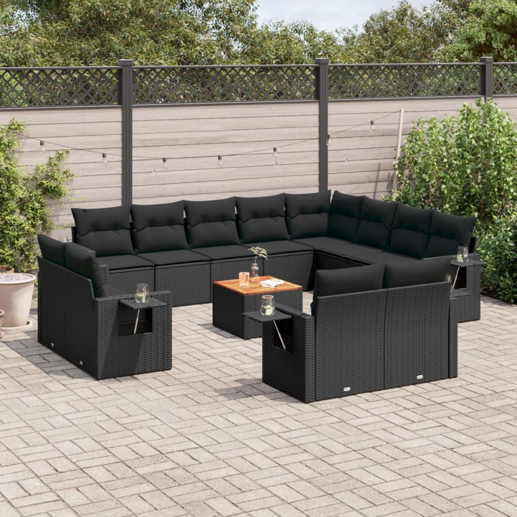 Sofasæt til haven 13 dele med hynder polyrattan sort billede