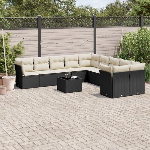 Sofasæt til haven 11 dele med hynder polyrattan sort