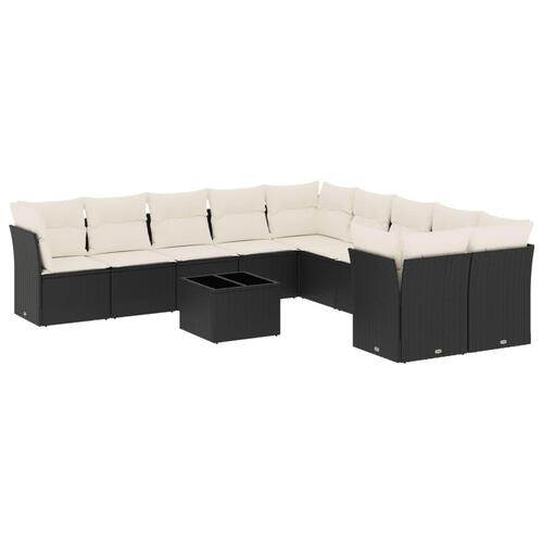 Sofasæt til haven 11 dele med hynder polyrattan sort