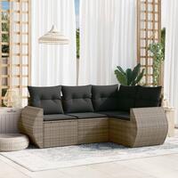 Sofasæt til haven 4 dele med hynder polyrattan grå