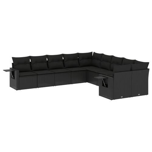 Sofasæt til haven 10 dele med hynder polyrattan sort