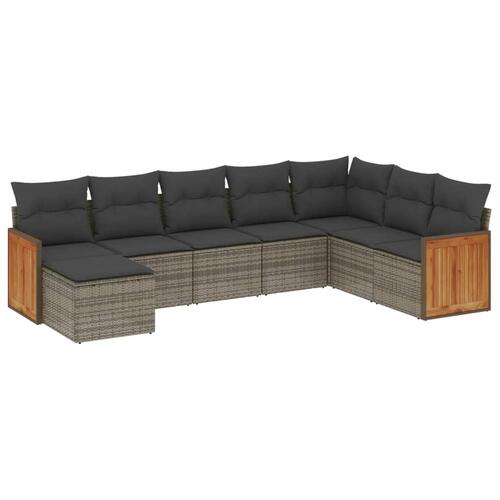Sofasæt til haven 8 dele med hynder polyrattan grå