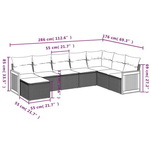 Sofasæt til haven 8 dele med hynder polyrattan grå