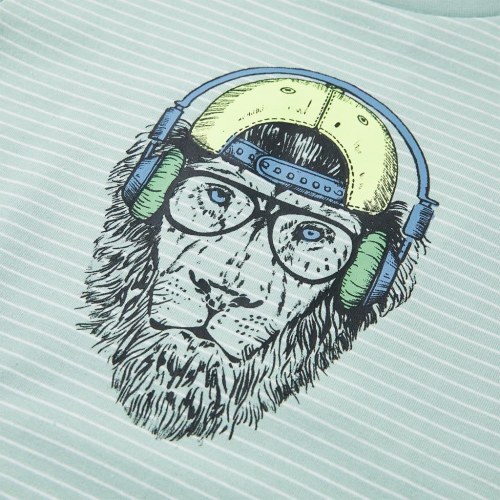 T-shirt til børn str. 140 striber lys mintgrøn