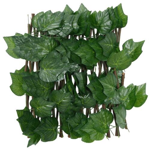 Espalier med kunstige vinblade 180x20 cm udvidelig grøn