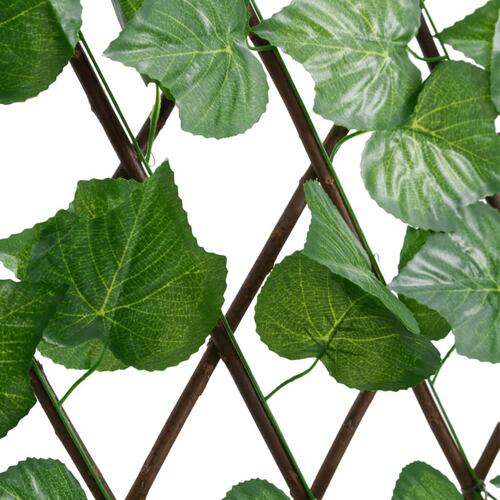 Espalier med kunstige vinblade 180x20 cm udvidelig grøn