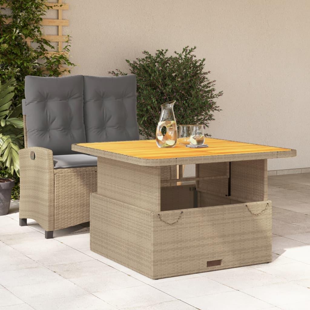 Spisebordssæt til haven 2 dele med hynder polyrattan beige