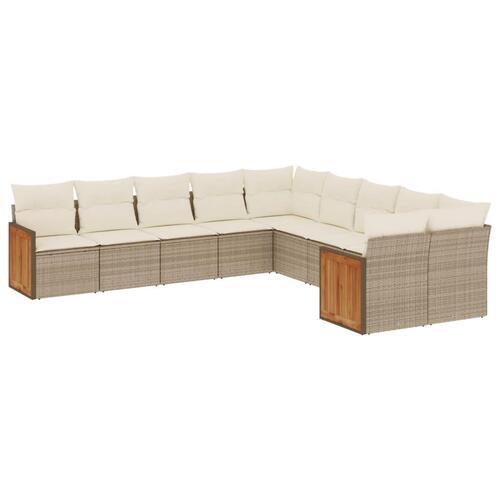 Sofasæt til haven 10 dele med hynder polyrattan beige