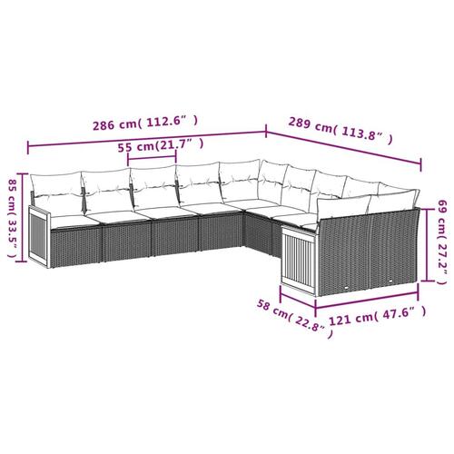 Sofasæt til haven 10 dele med hynder polyrattan beige
