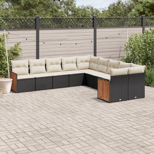 Sofasæt til haven 10 dele med hynder polyrattan sort