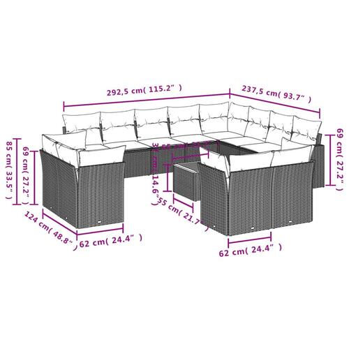 Sofasæt til haven 13 dele med hynder polyrattan beige