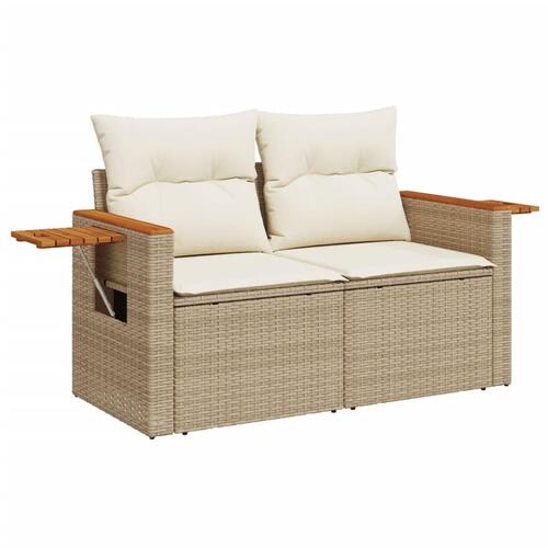 Sofasæt til haven 7 dele med hynder polyrattan beige