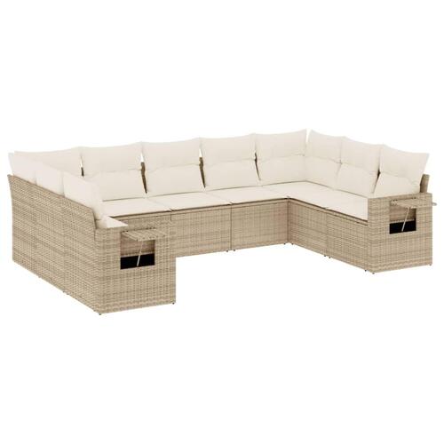 Sofasæt til haven 9 dele med hynder polyrattan beige