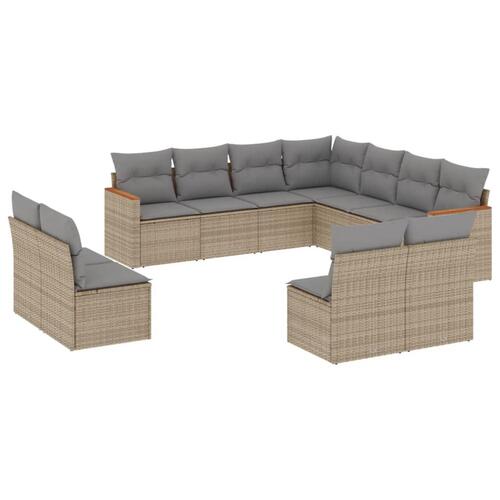 Sofasæt til haven 11 dele med hynder polyrattan beige