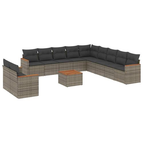 Sofasæt til haven 12 dele med hynder polyrattan grå