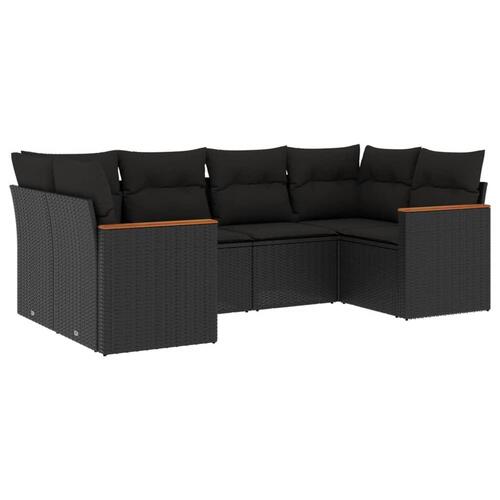 Sofasæt til haven 6 dele med hynder polyrattan sort