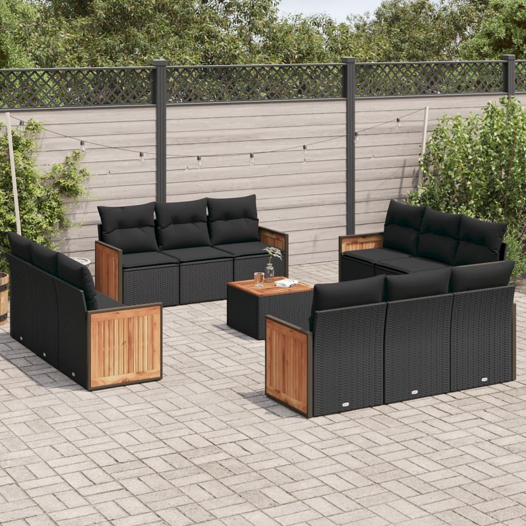 Sofasæt til haven 13 dele med hynder polyrattan sort