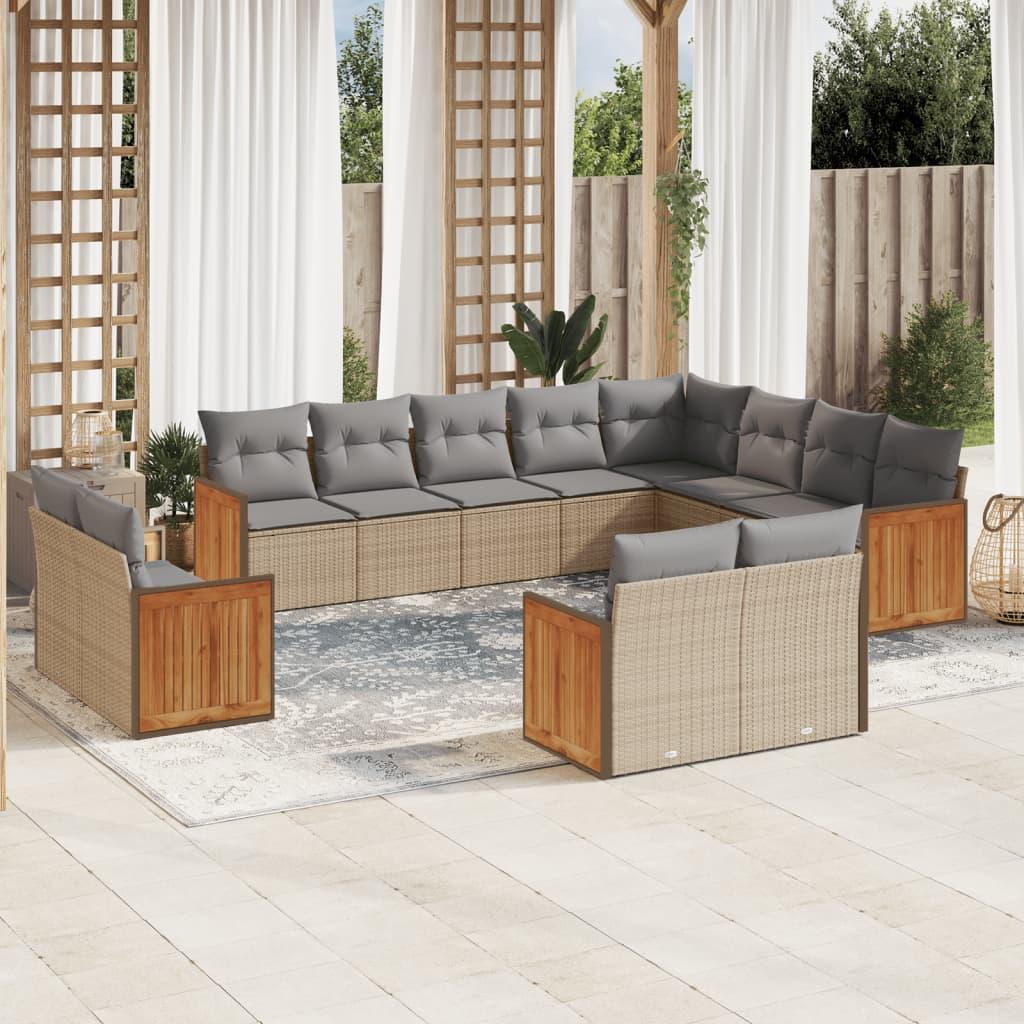 Sofasæt til haven 12 dele med hynder polyrattan beige