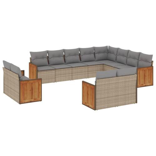 Sofasæt til haven 12 dele med hynder polyrattan beige