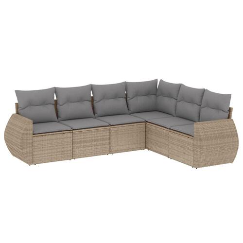 Sofasæt til haven 6 dele med hynder polyrattan beige