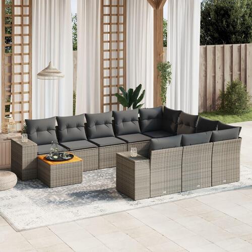Sofasæt til haven 11 dele med hynder polyrattan beige