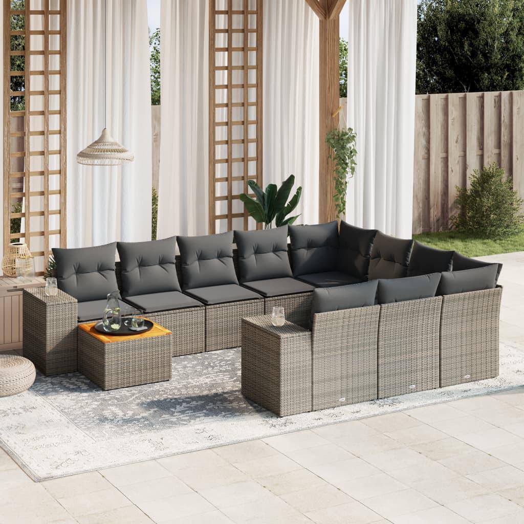 Sofasæt til haven 11 dele med hynder polyrattan beige
